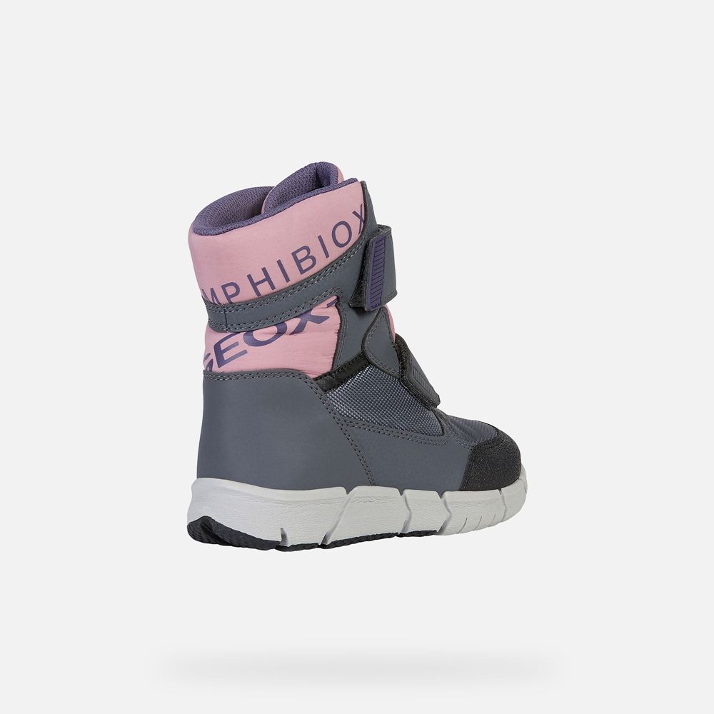 Geox Ankle Boots Grey/Pink Flexyper Abx - Geox Girls Shoes - KIFQHE571